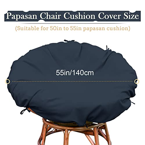Qaworci Papasan Chair Cushion Cover Only, 55 in Papasan Chair Cushion Cover Water Resistant, Zippered Papasan Chair Covers, Washable Papasan Covers with Straps(Blue)