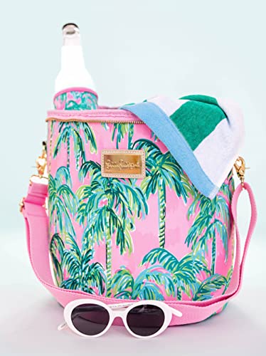 Lilly Pulitzer Pink/Green Insulated Soft Beach Cooler with Adjustable/Removable Strap and Double Zipper Close, Suite Views