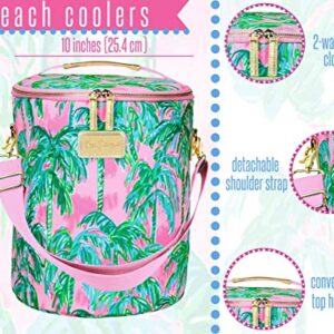 Lilly Pulitzer Pink/Green Insulated Soft Beach Cooler with Adjustable/Removable Strap and Double Zipper Close, Suite Views