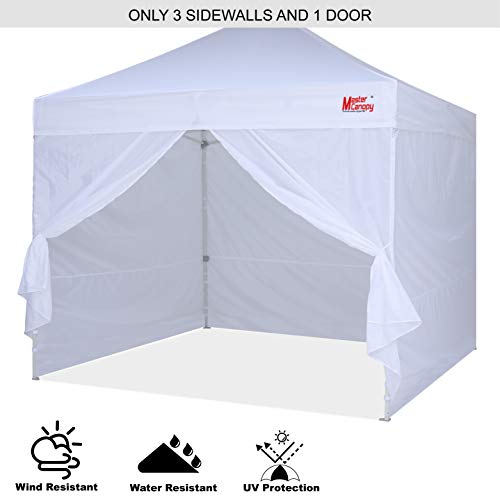 MASTERCANOPY Pop-up Canopy Sidewall Kit, 3 Sidewalls & 1 Doorwall Only (10x10,White)