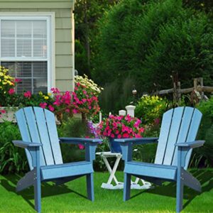 SDKOA Adirondack Chairs Plastic Weather Resistant, Outdoor Chairs Like Real Wood, Adirondack Chair Set of 2Widely Used in Outdoor, Patio, Fire Pit, Deck, Outside, Garden, Campfire Chairs-Navy Blue