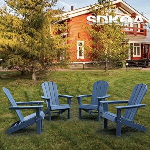 SDKOA Adirondack Chairs Plastic Weather Resistant, Outdoor Chairs Like Real Wood, Adirondack Chair Set of 2Widely Used in Outdoor, Patio, Fire Pit, Deck, Outside, Garden, Campfire Chairs-Navy Blue