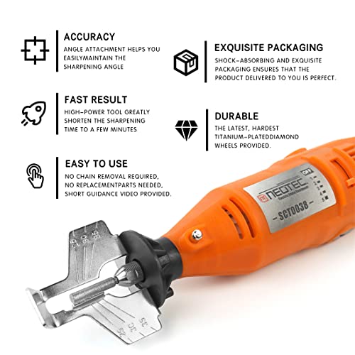 NEO-TEC Electric Chainsaw Sharpener Kit, 3 in 1 Chainsaw File 180W Power Chain Saw Blade Sharpener Tool