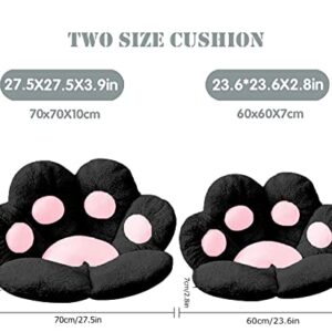 Cushion,Cat Paw Cushion Cute Chair Seat Cushion Lazy Sofa Cushion Outdoor Decoration Warm Floor Cushion Skin Friendly Warm Mat (60x60cm, Black)