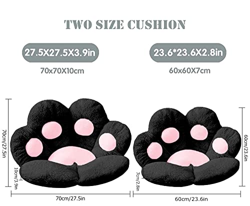 Cushion,Cat Paw Cushion Cute Chair Seat Cushion Lazy Sofa Cushion Outdoor Decoration Warm Floor Cushion Skin Friendly Warm Mat (60x60cm, Black)