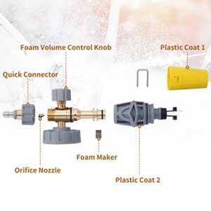 Tool Daily Foam Cannon, Adjustable Foam Blaster, Snow Foam Lance with M22 and 1/4 Inch Quick Connect, Additional Orifice Nozzle 1.1mm, 1.5 Liter