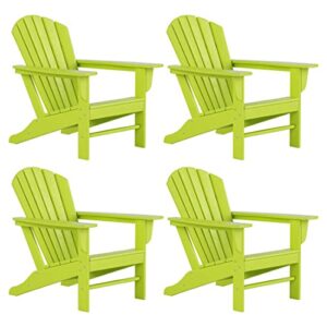wo outdoor furniture adirondack chairs, weather resistant, premium quality hdpe plastic for patio, garden, backyard, etc, lime green