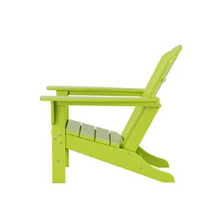 WO Outdoor Furniture Adirondack Chairs, Weather Resistant, Premium Quality HDPE Plastic for Patio, Garden, Backyard, etc, Lime Green