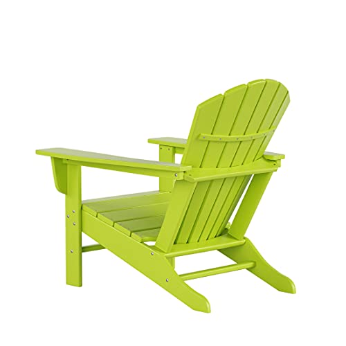 WO Outdoor Furniture Adirondack Chairs, Weather Resistant, Premium Quality HDPE Plastic for Patio, Garden, Backyard, etc, Lime Green