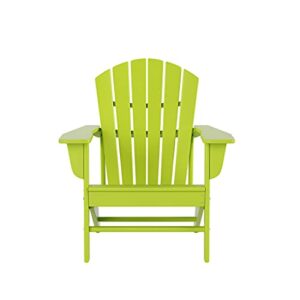 WO Outdoor Furniture Adirondack Chairs, Weather Resistant, Premium Quality HDPE Plastic for Patio, Garden, Backyard, etc, Lime Green