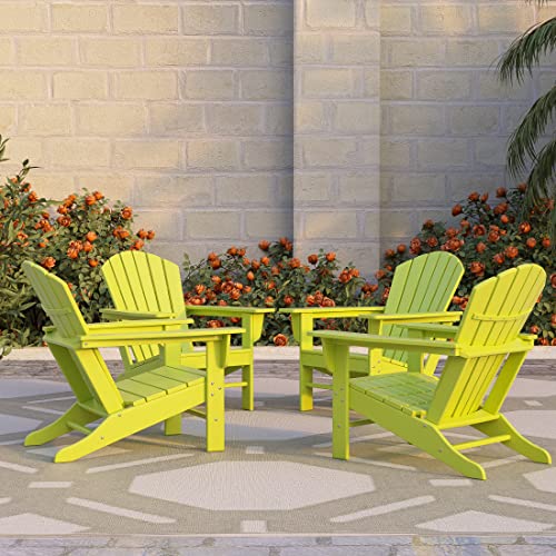 WO Outdoor Furniture Adirondack Chairs, Weather Resistant, Premium Quality HDPE Plastic for Patio, Garden, Backyard, etc, Lime Green