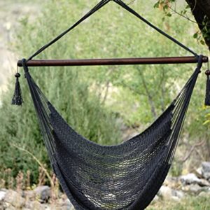 Fernweh4u Extra Large Caribbean Hammock Chair | XL String Porch Hammock Swing Chair Perfect for Both Outdoors & Indoors | Soft, Comfy & Durable Hanging Swing Chair | 48 in - Dark Grey