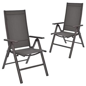 giantex set of 2 patio chairs, folding lawn chairs, 2 pack outdoor sling chairs 7 level adjustable backrest, aluminum frame, patio dining chairs for camping pool beach yard no assembly