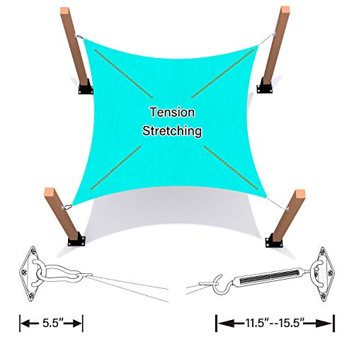 Amgo Square/Rectangle Sun Shade Sail Canopy Installation Hardware Kit Accessory 44 PC, with 12' Long Extension Cable Wires, 10 Inches Turnbuckles, 316 Stainless Steel, Anti Rust, Heavy Duty