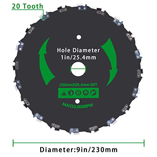 CZS 9 Inch 20T Chainsaw Tooth Brush Cutter Blades, Weed Eater Blade for Cutter, Trimmer, Weed Eater, Lawnmower (Different Adapter Kit Included)