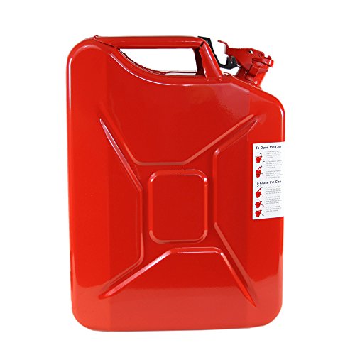 Wavian USA JC0020RVS Red Authentic NATO Jerry Fuel Can and Spout System (20 Liter)