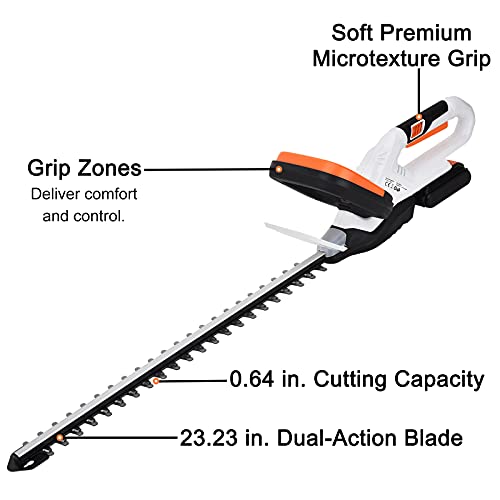 LIGO Electric Hedge Trimmer, 20V Power Cordless Hedge Trimmer Bush Trimmer Vibration-proof Hedge Trimmers with 2000mAh Li-Ion Battery and Charger