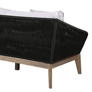 ARMEN LIVING LCATSOWDLT Athos Indoor Outdoor 3 Seater Sofa in Light Eucalyptus Wood with Latte Rope and Grey Cushions