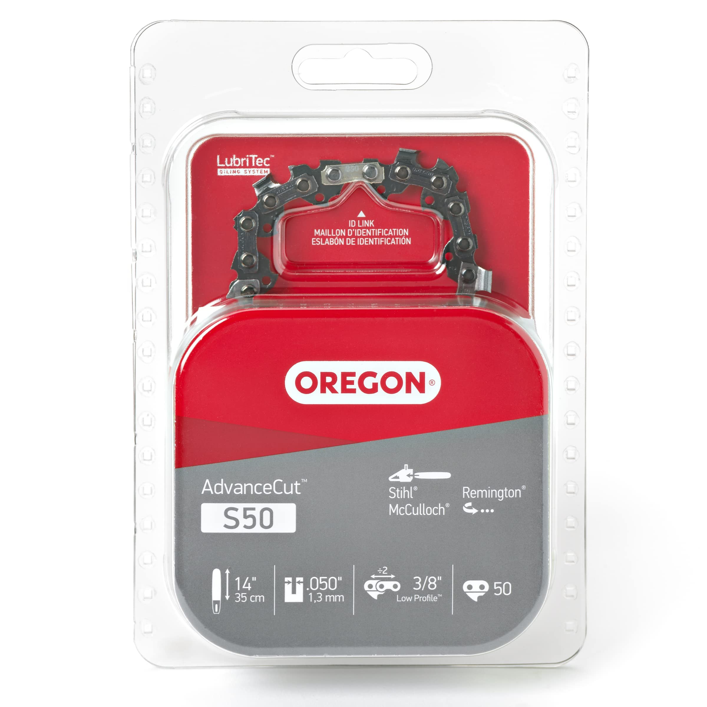 Oregon S50 AdvanceCut Replacement Chainsaw Chain for 14-Inch Guide Bar, 50 Drive Links, Pitch: 3/8" Low Profile, Low Vibration, .050" Gauge