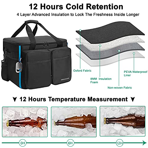SEEHONOR Insulated Cooler Bag 60 Cans Large Collapsible Insulated Lunch Box Leakproof Soft Cooler Bag for Grocery Shopping Camping Picnic Beach 40L