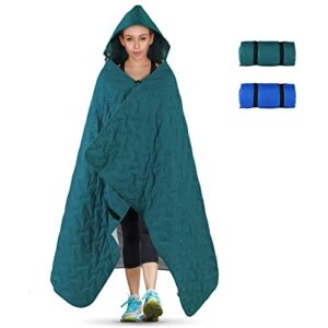 hooded outdoor blanket, extra large (82 “x 55”) waterproof camping blanket, quilted, thick fleece, warm, windproof, sand proof, portable and wear-resistant, perfect for stadium, picnic, camping
