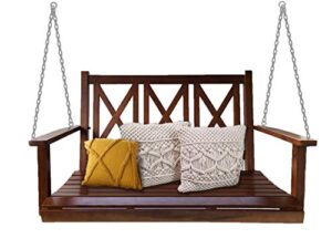 backyard expressions patio · home · garden 914894 4ft. rustic finished fir wood (2) person porch swing | capacity 450lbs, mahogany