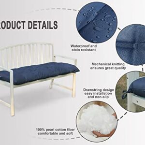 COSNUOSA Outdoor Bench Cushion Waterproof Outdoor Loveseat Cushions Swing Cushions Bench Cushions for Indoor Furniture Navy 60x20 Inches