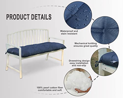 COSNUOSA Outdoor Bench Cushion Waterproof Outdoor Loveseat Cushions Swing Cushions Bench Cushions for Indoor Furniture Navy 60x20 Inches