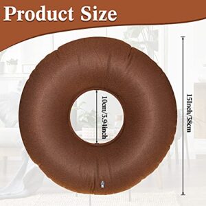 2 Pieces Inflatable Donut Cushion Inflatable Ring Cushion Seat 15 Inch Round Inflatable Cushion Portable Donut Cushion Pillow for Home Office Chair Wheelchair Car, 2 Colors (Grey, Light Brown)