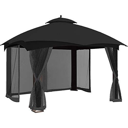 CoastShade Universal Replacement Canopy Mosquito Netting Screen Sidewalls Height 7FT for 8x8 or 10x10 or 10x12 Gazebo Canopy,Black