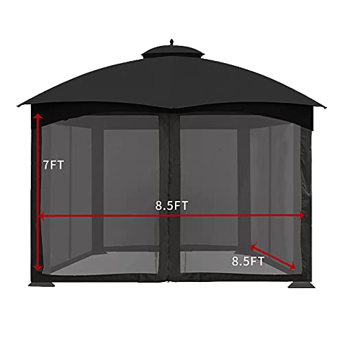 CoastShade Universal Replacement Canopy Mosquito Netting Screen Sidewalls Height 7FT for 8x8 or 10x10 or 10x12 Gazebo Canopy,Black