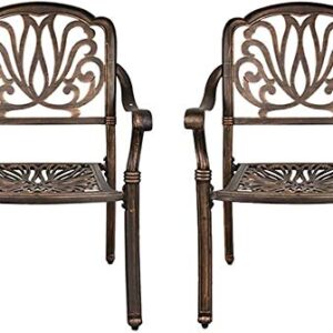 OKIDA 2 Piece Patio Bistro Chairs Outdoor Dining Chairs Set Cast Aluminum Chairs for Home Patio Garden Deck, Antique Bronze Finish