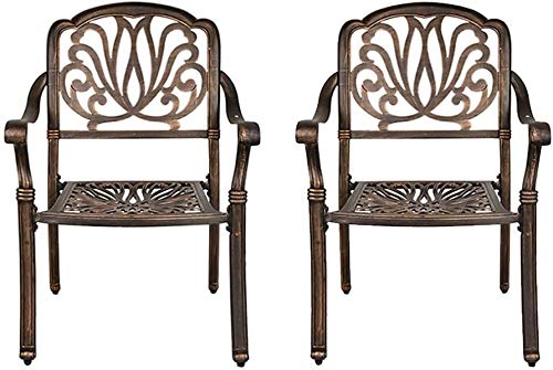 OKIDA 2 Piece Patio Bistro Chairs Outdoor Dining Chairs Set Cast Aluminum Chairs for Home Patio Garden Deck, Antique Bronze Finish