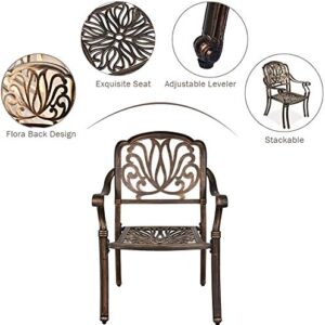 OKIDA 2 Piece Patio Bistro Chairs Outdoor Dining Chairs Set Cast Aluminum Chairs for Home Patio Garden Deck, Antique Bronze Finish