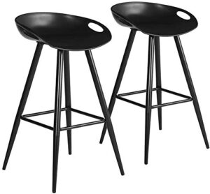 set of 2 bar stools, 32.3-inch simple modern style high counter stool with low backrest & footrest & metal legs & pp seat, portable barstools for kitchen island patio balcony, full black …