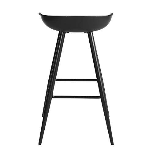 Set of 2 Bar Stools, 32.3-inch Simple Modern Style High Counter Stool with Low Backrest & Footrest & Metal Legs & PP Seat, Portable Barstools for Kitchen Island Patio Balcony, Full Black …