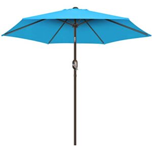 funsite 7.5ft patio umbrella, uv protect market table umbrella with heavy duty pole, ventilate design outdoor umbrella with push botton tilt & crank ideal for garden, lawn, deck, yard&pool, light blue