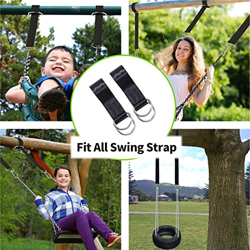 5FT Tree Swing Hanging Straps Kit 2 Pack, Holds 2000 lbs, 2 Tree Swing Straps+2 Heavy Duty Screw Lock Carabiners+2 Tree Protectors+Swivel Hook, Fast & Easy to Hang Any Swing or Hammock