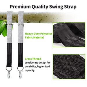 5FT Tree Swing Hanging Straps Kit 2 Pack, Holds 2000 lbs, 2 Tree Swing Straps+2 Heavy Duty Screw Lock Carabiners+2 Tree Protectors+Swivel Hook, Fast & Easy to Hang Any Swing or Hammock