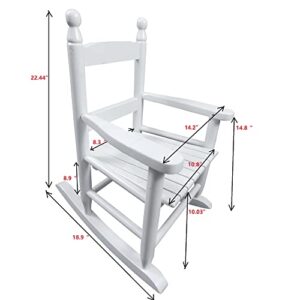 HomVent Rocking Chairs Kids/Children Solid Wood Rocking Chair w/Ergonomic High Back Front Porch Rocking Chairs Outdoor Patio Portable Chairs Small Wooden Rocker Living Room Bedroom Residential Chair