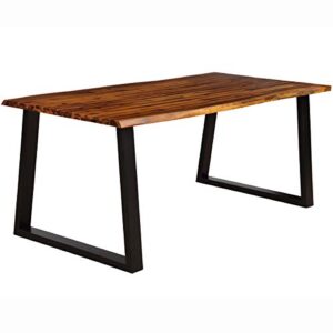 giantex rectangular acacia wood dining table rustic indoor &outdoor furniture (rustic brown&black)