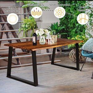 Giantex Rectangular Acacia Wood Dining Table Rustic Indoor &Outdoor Furniture (Rustic Brown&Black)