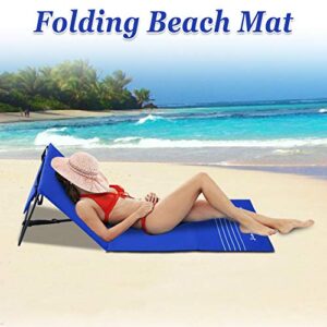 Strong Camel Portable Beach Reclining Lounger Beach Ground Mat Beach Pool Lounge Chair (Dark Blue)