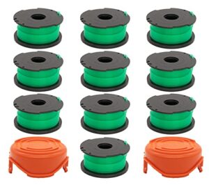 ivonney sf-080 replacement spool for black and decker trimmer spool compatible with gh3000 lst540 lst540b gh3000r, 20-foot 0.08-inch auto feed trimmer line (10 pack with 2 pcs 90583594 caps)
