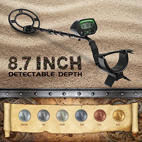 Metal Detector,High Accuracy Adjustable Waterproof Metal Detectors for Adults & Kids with LCD Display&LED Light,Discrimination&All Metal Mode,25.4CM Search Coil,Folding Shovel&Carrying Bag