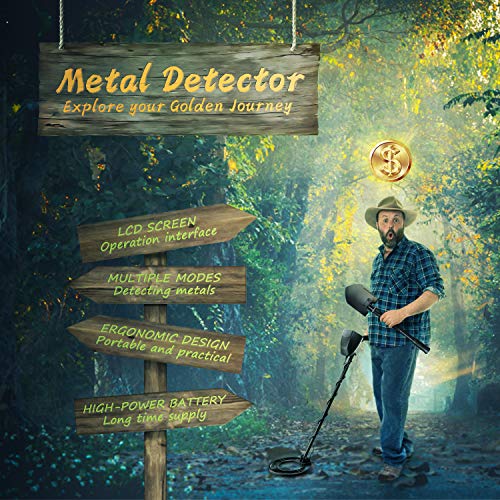 Metal Detector,High Accuracy Adjustable Waterproof Metal Detectors for Adults & Kids with LCD Display&LED Light,Discrimination&All Metal Mode,25.4CM Search Coil,Folding Shovel&Carrying Bag