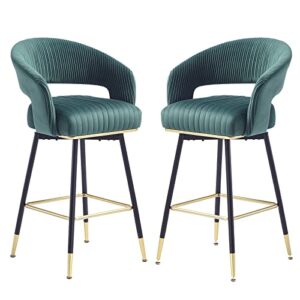 ferfalder luxury bar stools swivel bar stools with back and cushion 40″ bar height stools counter stools, green
