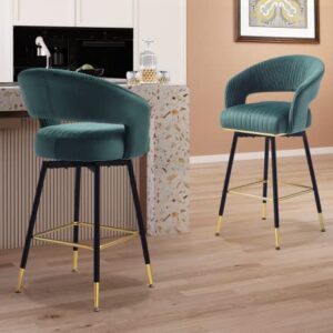 FERFALDER Luxury Bar Stools Swivel Bar Stools with Back and Cushion 40" Bar Height Stools Counter Stools, Green