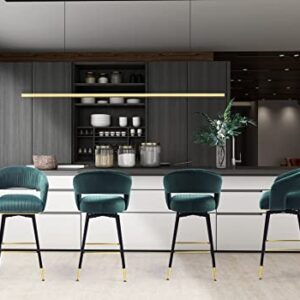 FERFALDER Luxury Bar Stools Swivel Bar Stools with Back and Cushion 40" Bar Height Stools Counter Stools, Green