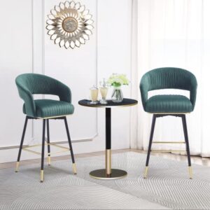 FERFALDER Luxury Bar Stools Swivel Bar Stools with Back and Cushion 40" Bar Height Stools Counter Stools, Green